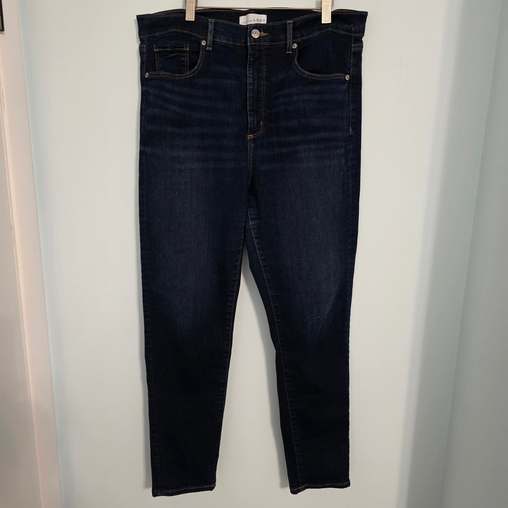 LOFT The Skinny Jeans Womens 32/14 Dark Indigo High Rise Stretch Denim